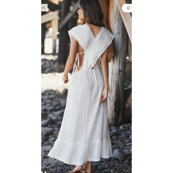 Anthropology White Backless Maxi Dress with Crisscross Straps - Picture 1 of 3
